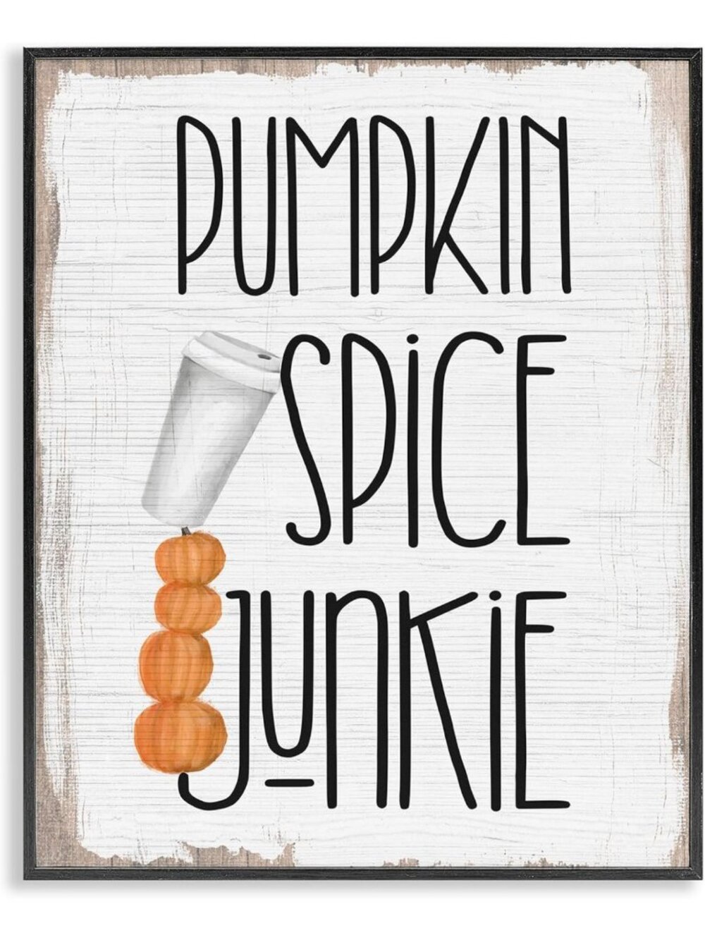 Pumpkin Spice Junkie Coffee Cup Art Print | Framed Giclee Wall Decor